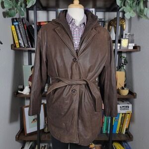 Adventure Bound Women's Leather Coat‎ Jacket Brown Thinsulate Large